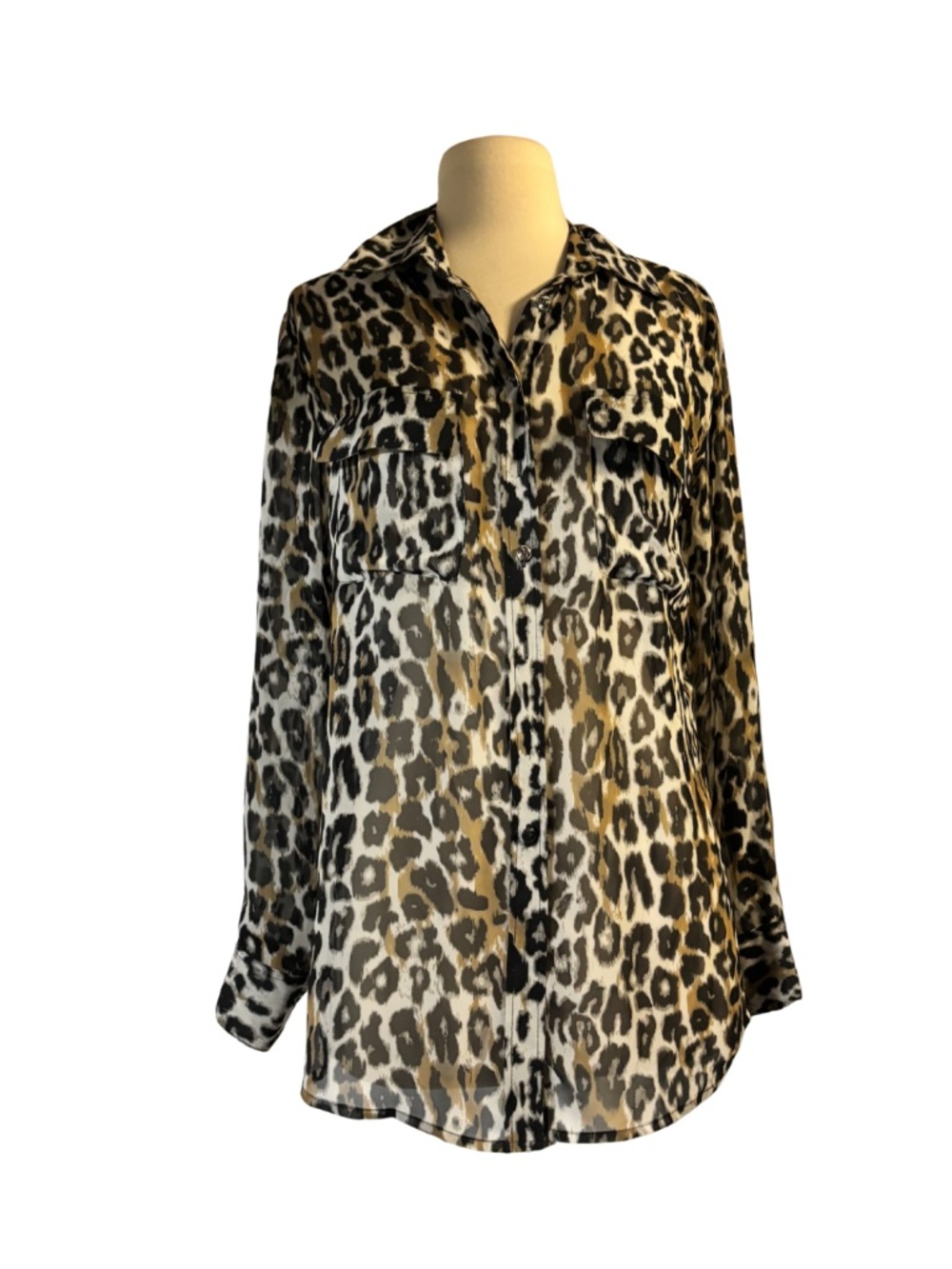 Leopard print button down blouse